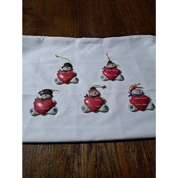 5 Christmas Holiday Tree Ornaments Personalize With Your Name Snowmen Jesus - Picture 1 of 3